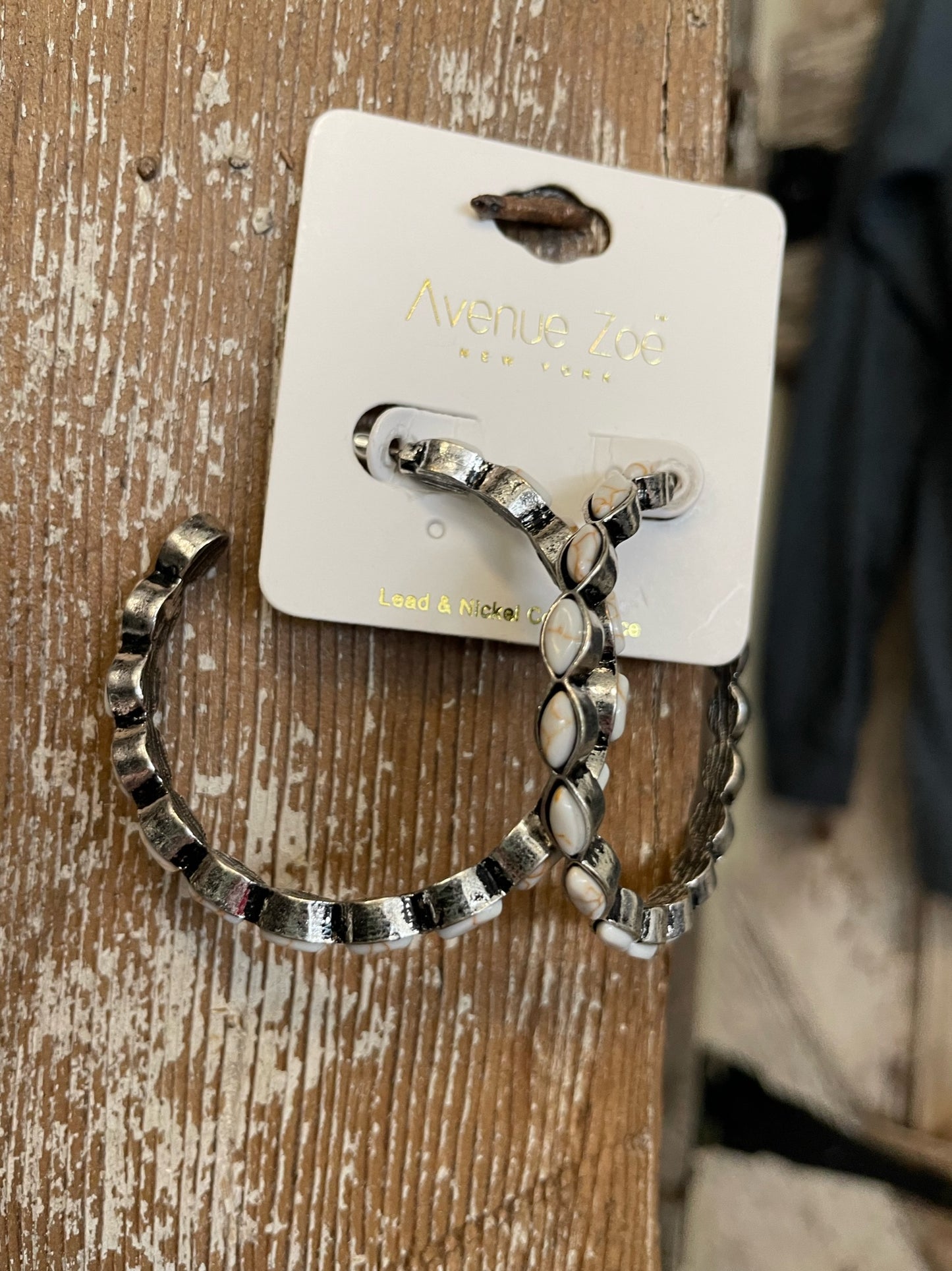White Stone Hoop Earrings