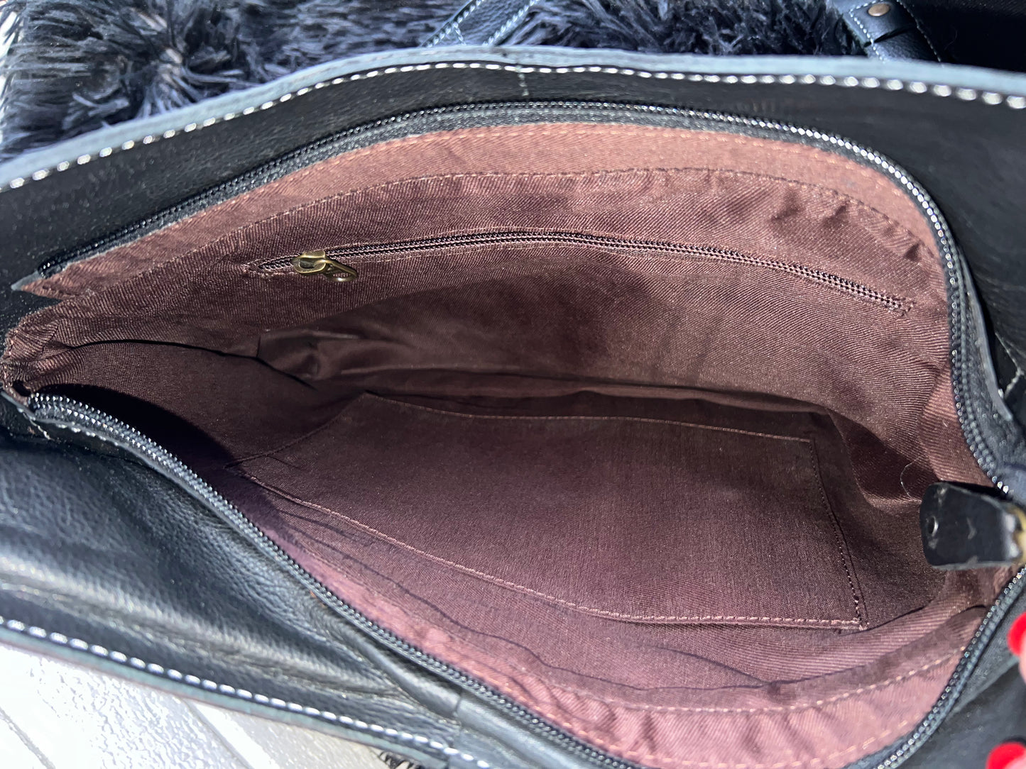 Cowhide and Tooled Leather Bag