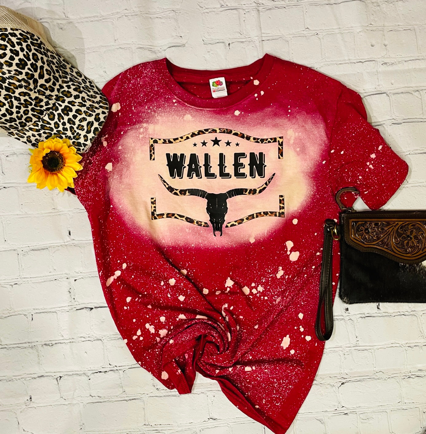 Red Bleached Wallen Tee