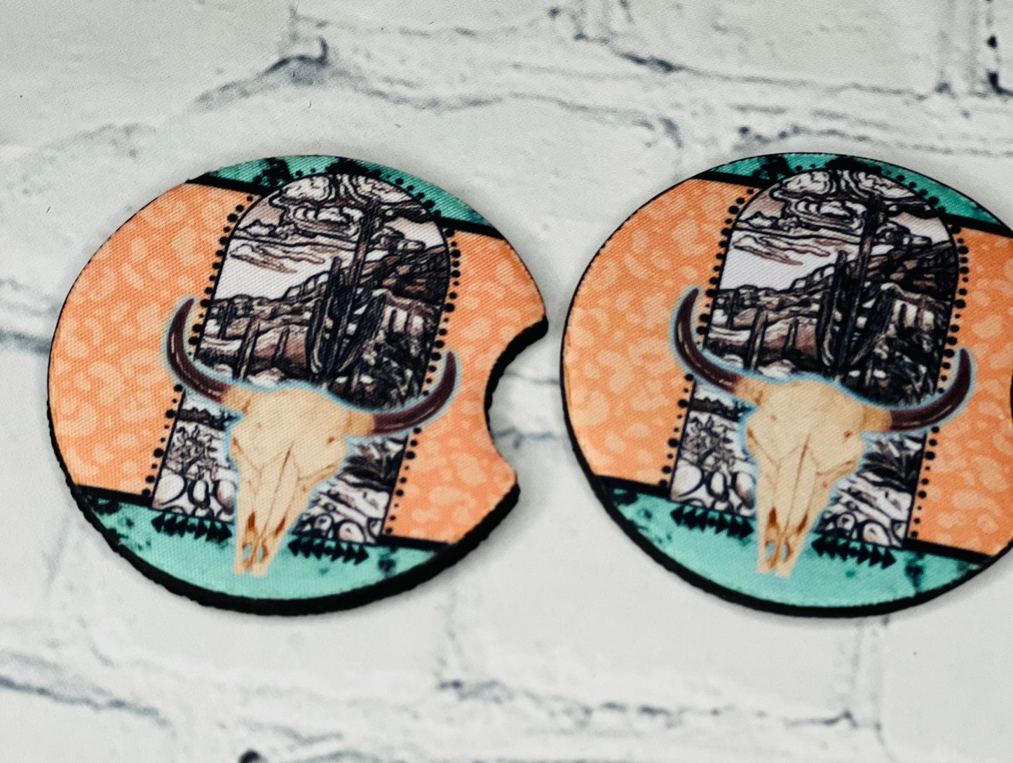 Steer Skull Car Coasters