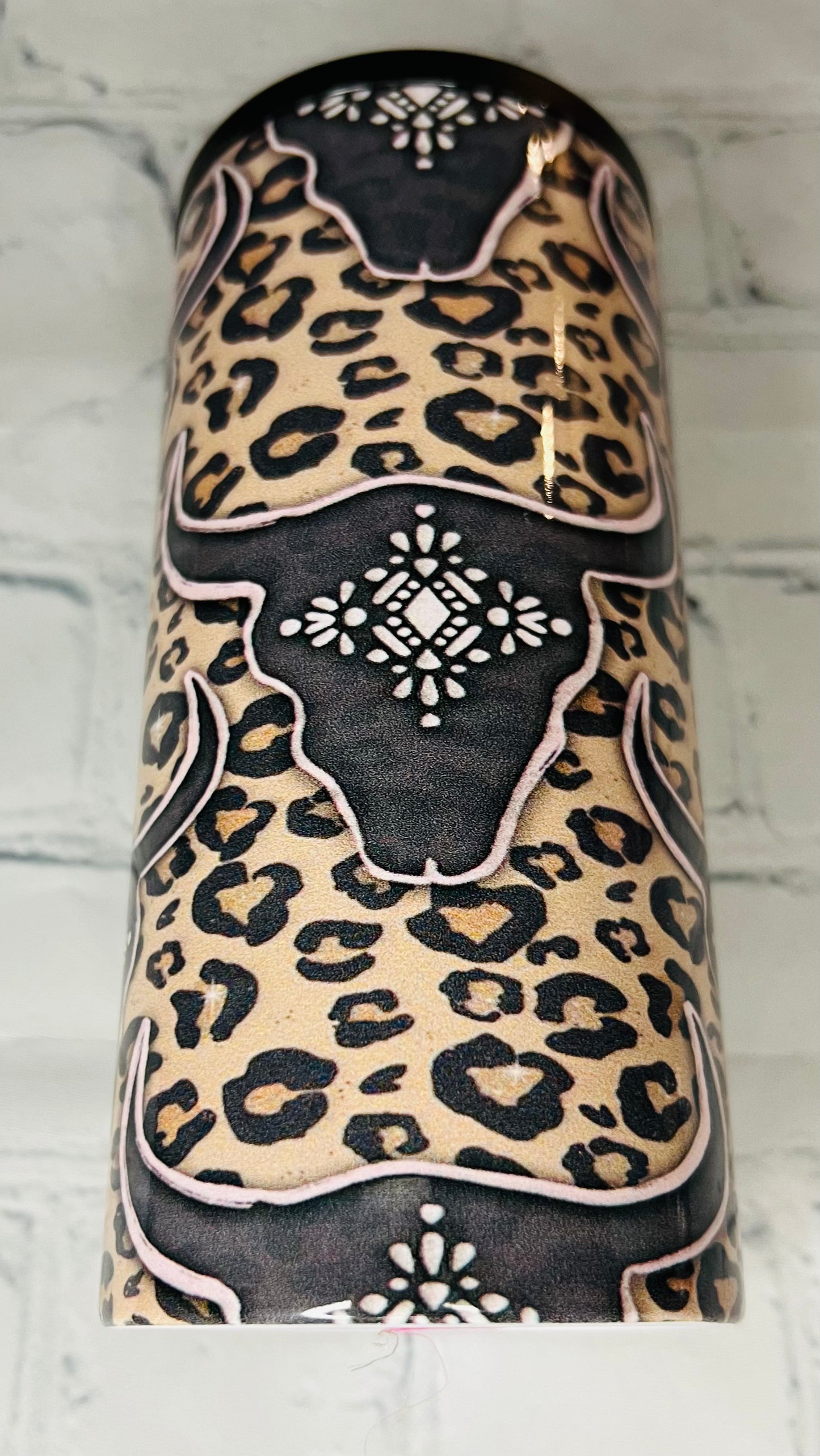 Leopard & Steer Skull Slim Insulated Can Cooler