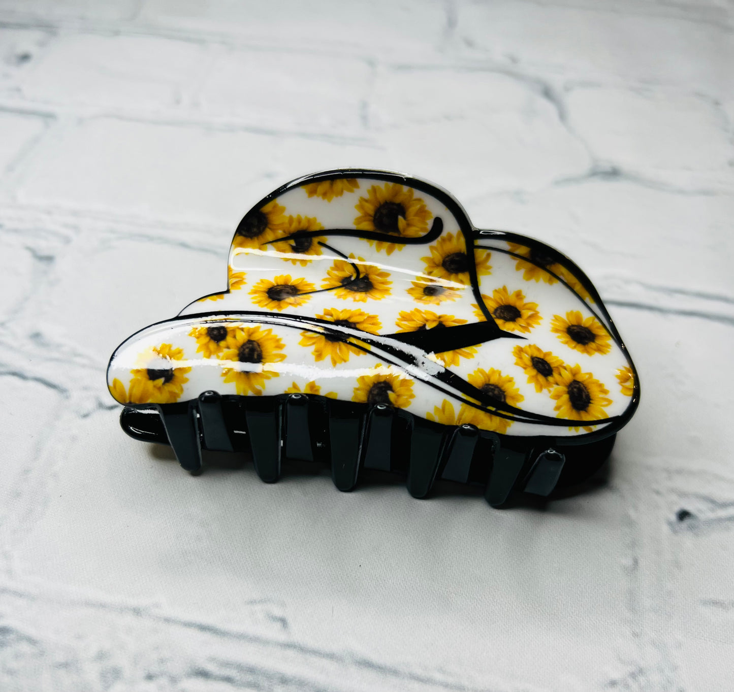 Sunflower Cowboy Hat Claw Clip