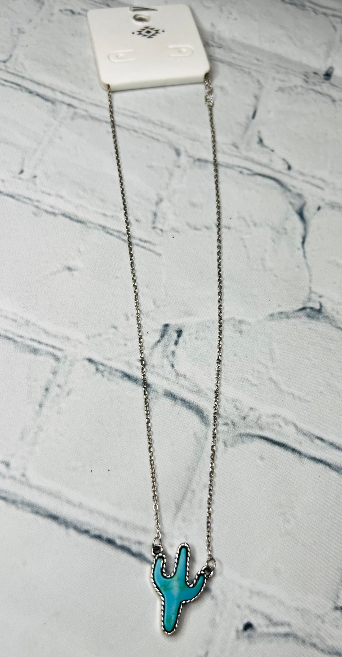 Teal Cactus Necklace
