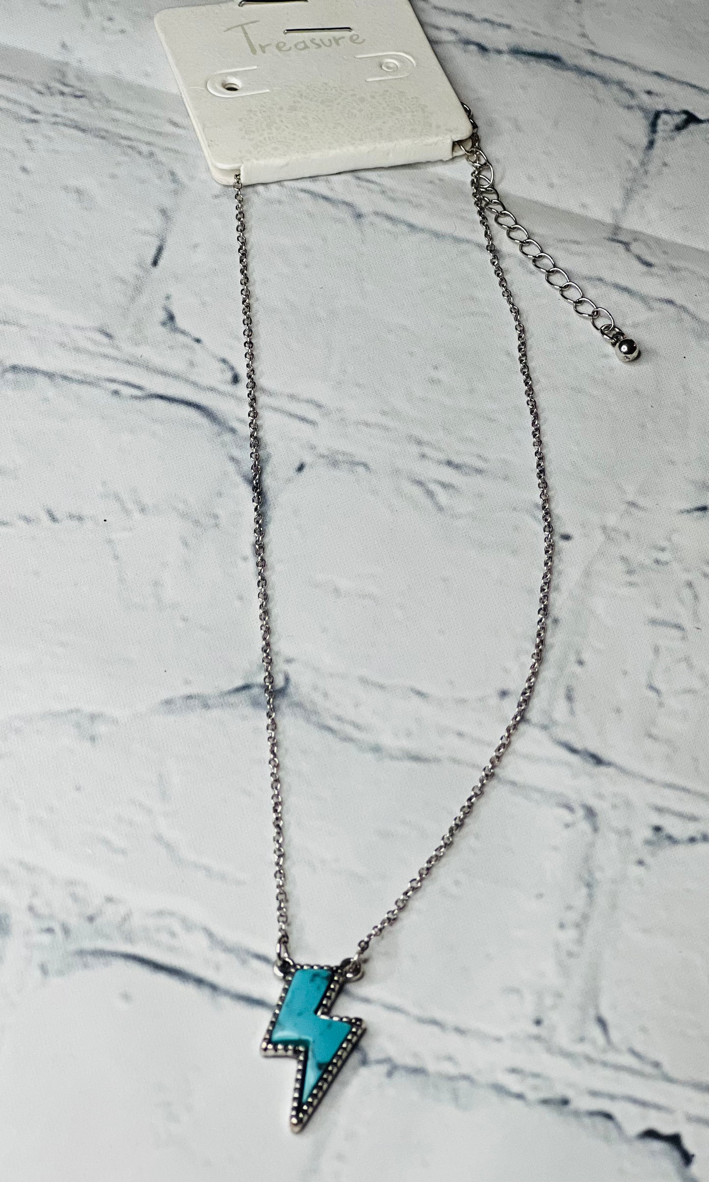 Teal Lightning Bolt Necklace
