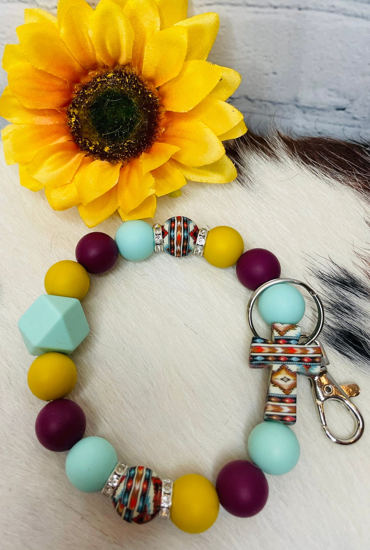 Aztec Cross Keychain Bracelet