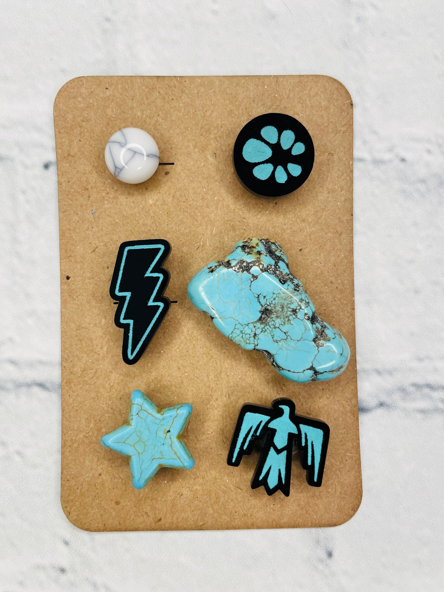 Black & Turquoise Star Shoe Charm Pack