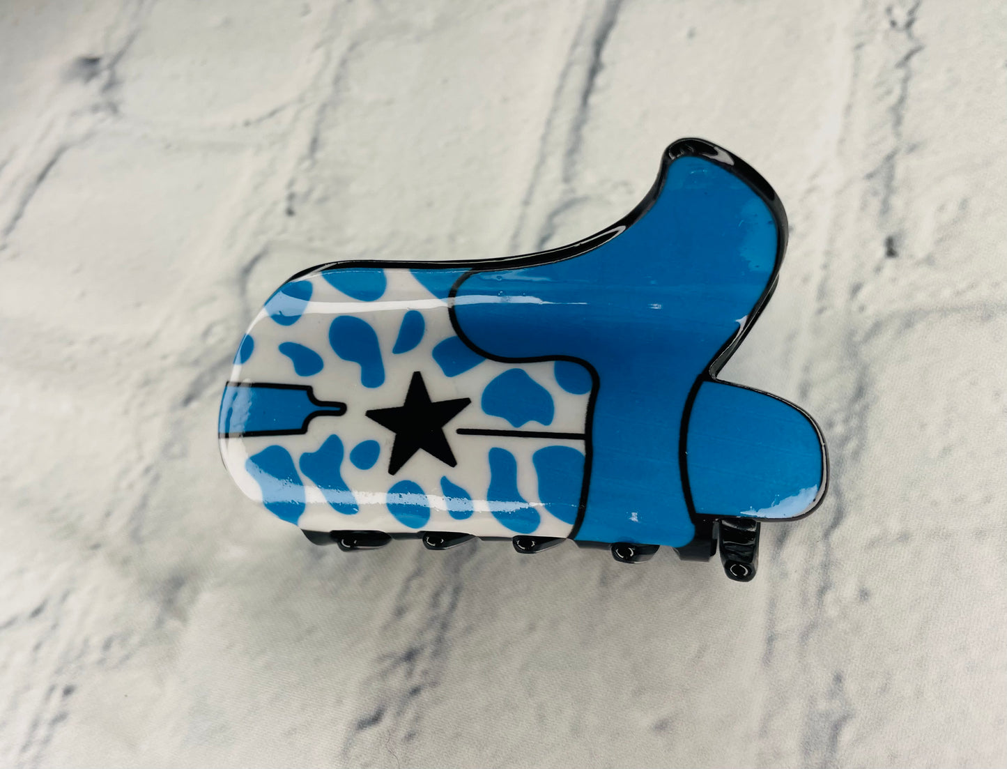 Blue Cowboy Boot Claw Clip