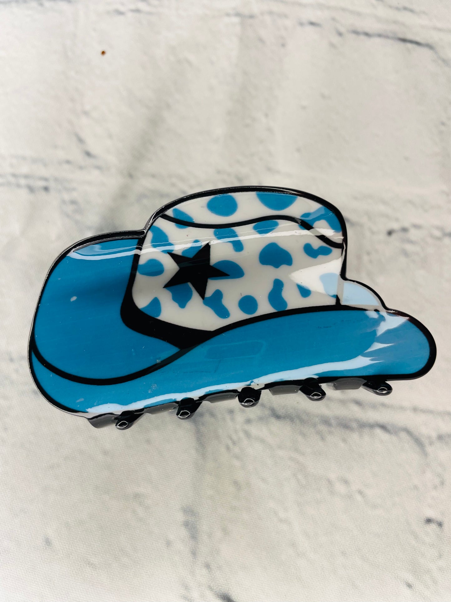 Blue Cowboy Hat Claw Clip