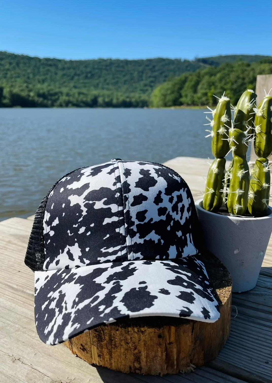 Cow Print Ponytail Hat