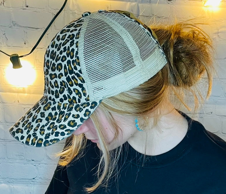 Leopard Ponytail Hat