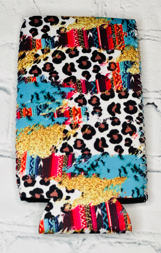 Leopard Collage Soft Slim Can Cooler