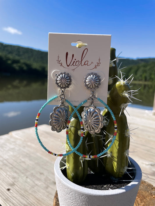 Western Concho Beaded Earrings