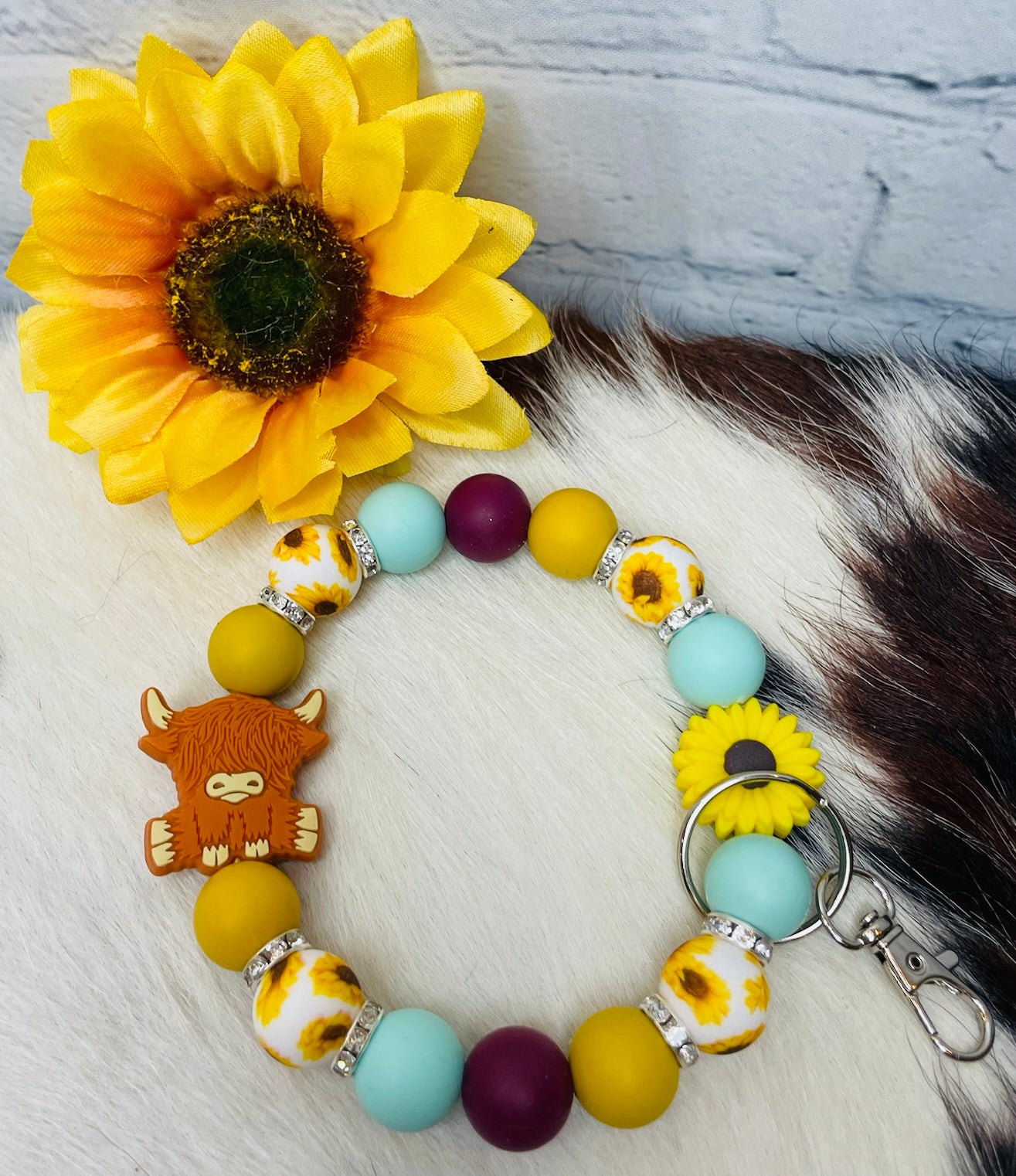 Highland Sunflower Keychain Bracelet