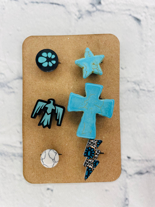 Turquoise Cross & Concho Shoe Charm Pack