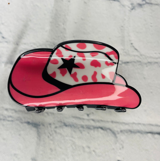 Pink Cowboy Hat Claw Clip